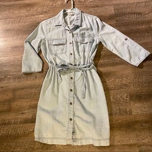 A.N.A. Denim Drawstring Dress